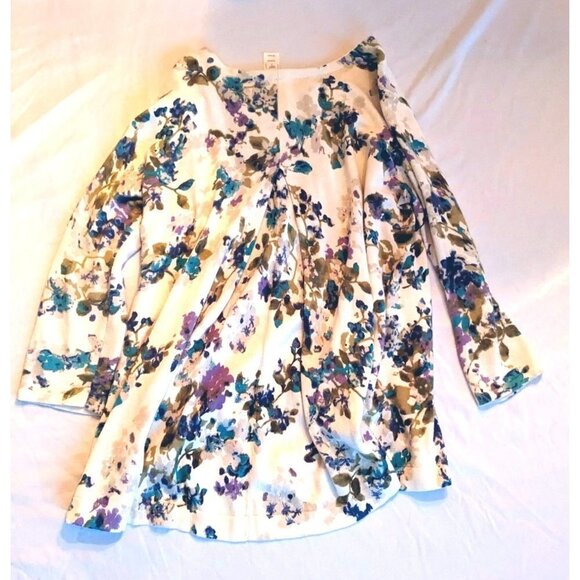 J. Jill Floral Cardigan Cream Purple Button Up 3/4 Sleeve Flared Hem Size S - Picture 8 of 8